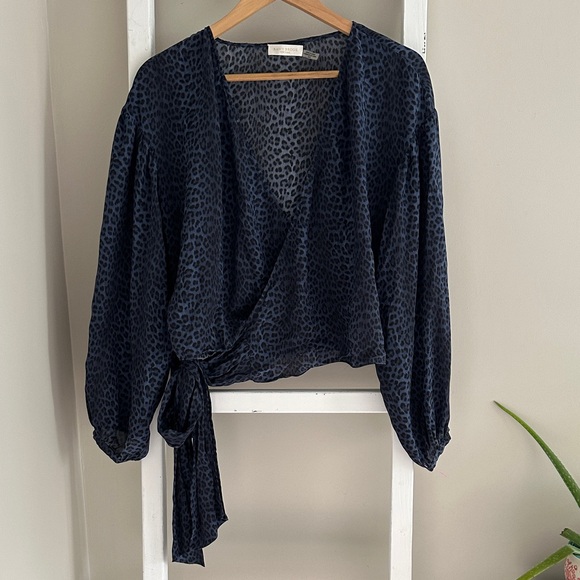 Ramy Brook Daya Leopard Silk Wrap Top - Picture 1 of 7